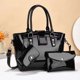 thumbnail image 4 of Bolsos de mano y carteras de cuero brillante para mujer, bolsos de mano cruzados de lujo, conjunto de 3 piezas, bolso de mano para mujer, bolso de hombro, 4 of 5