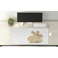 thumbnail image 2 of Bunny Computer Mouse Pad, Chinese Zodiac Theme Abstract Hare with Polygonal Effect and Inscription, Rectangle Non-Slip Rubber Mousepad X-Large, 35" x 15", SBrown Beige and White, by Ambesonne, 2 of 2