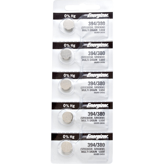5 x Energizer 394 Watch Batteries, 1.55V, equivalent SR936SW, 380, 936, AG9