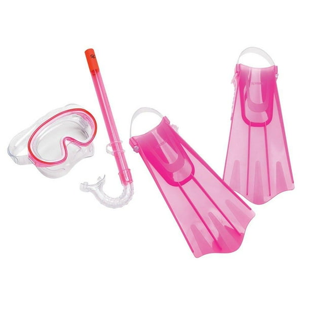Speedo Kids Aqua Quest Mask Snorkel and Fins Set S/M - Pink 827782667579
