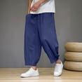 thumbnail image 2 of Levmjia Men's Extra Wide Leg Joggers Loose Fit Cargo Pants with Drawstring Waist Pre-Shrunk Washed Wrinkle Fabric Oversized Tapered Ankle Pants XS-2XL, 2 of 4
