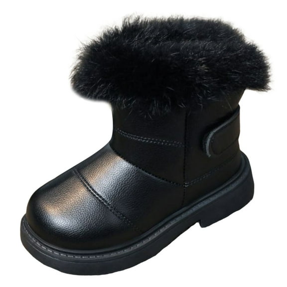 Quealent Girls Kids Snow Boots Waterproof Slip Resistant Outdoor Winter Shoes(Kids/Little Kids/Big Kids) Black for Size 7