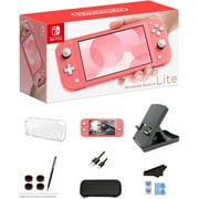 Newest Nintendo Switch Lite Coral Game Console with Extra External 64GB Storage, LCD Touchscreen, Built-in Plus Control Pad, WiFi, Bluetooth, Ultimate 12-in-1 Case