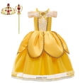 thumbnail image 1 of Girls Belle Princess Dress Disney Kids Summer Cosplay Costume Beauty and the Beast Clothing with Stick Crown Birthday Party Gift6T(130) Gao Jinjia LED, 1 of 2