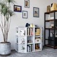 thumbnail image 3 of ALISENED 3-Tier Corner Cabinet Storage with USB Ports and Outlets,Corner Cube Storage Organizer for Small Spaces,Wooden Cubby Bookshelf with 9 Cubes for Playroom, Bedroom and Living Room (Black), 3 of 8