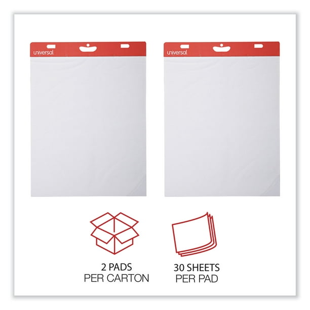 Universal Self-Stick Easel Pad, Unruled, 25 x 30, 30 Sheets, 2/Carton - Walmart.com