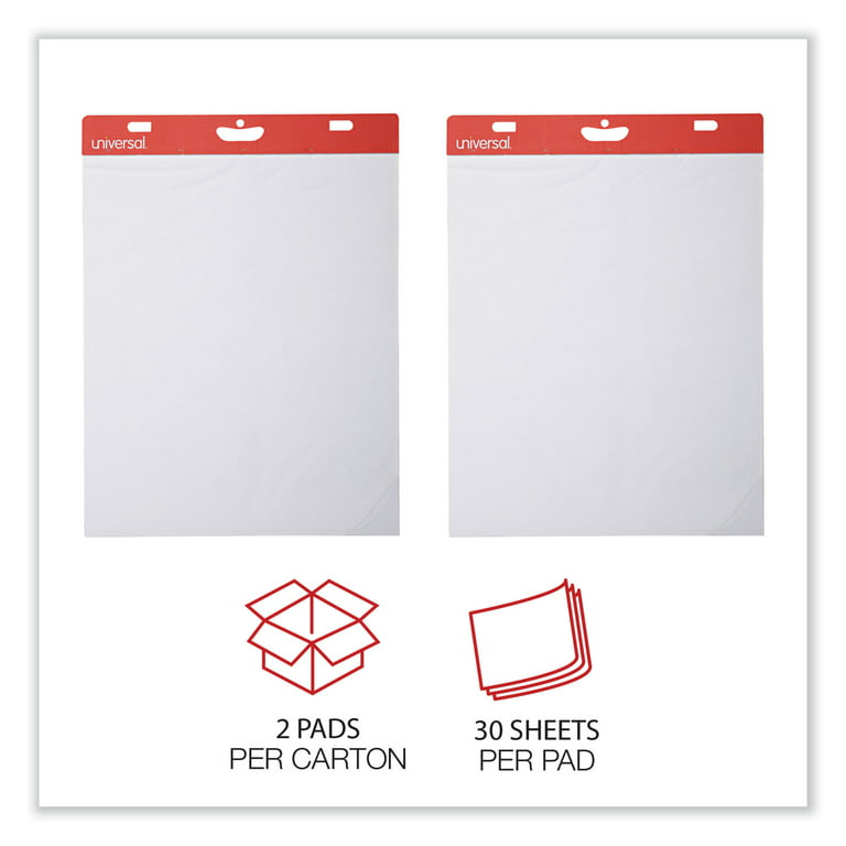 Vertical-Orientation Self-Stick Easel Pad Value Pack, Unruled, 25 x 30,  White, 30 Sheets, 4/Carton - Office Express Office Products