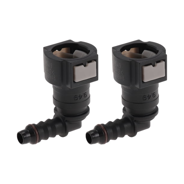 Conector rápido de línea de combustible de 15/64" para conector macho SAE de 3/8" hembra a espiga de 90 grados, accesorios de sellado de plástico negro y gris, 2 piezas