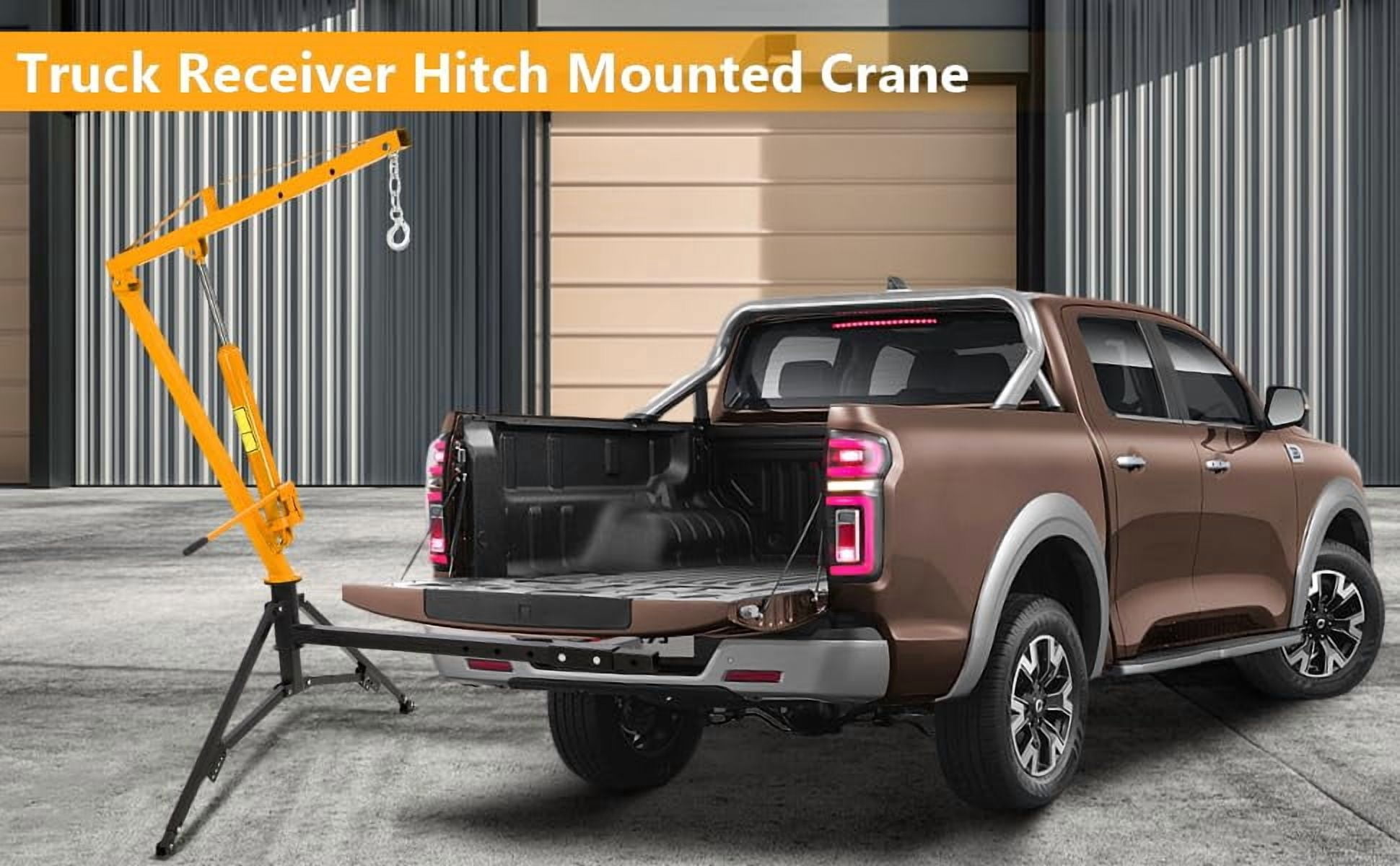Accreate Hitch Mounted Truck Crane, 360° Swivel Hydraulic Pickup Crane with 3 Boom Capacities (500/750/1000 Lbs), Hoist for Lifting Construction Goods, Heavy Duty