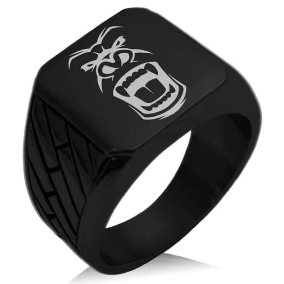 Stainless Steel Formidable Kong Gorilla Geometric Pattern Biker Style Polished Ring