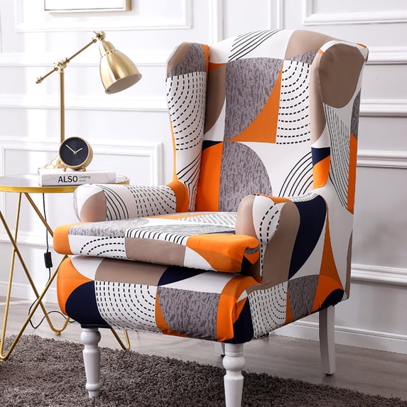 Ultra Soft Stretch Wing Back Arm Chair Furniture Cover Slipcover 1-Piece Furniture Slipcover Stay in Place Sofa Cover Spandex Jacquard Fabric