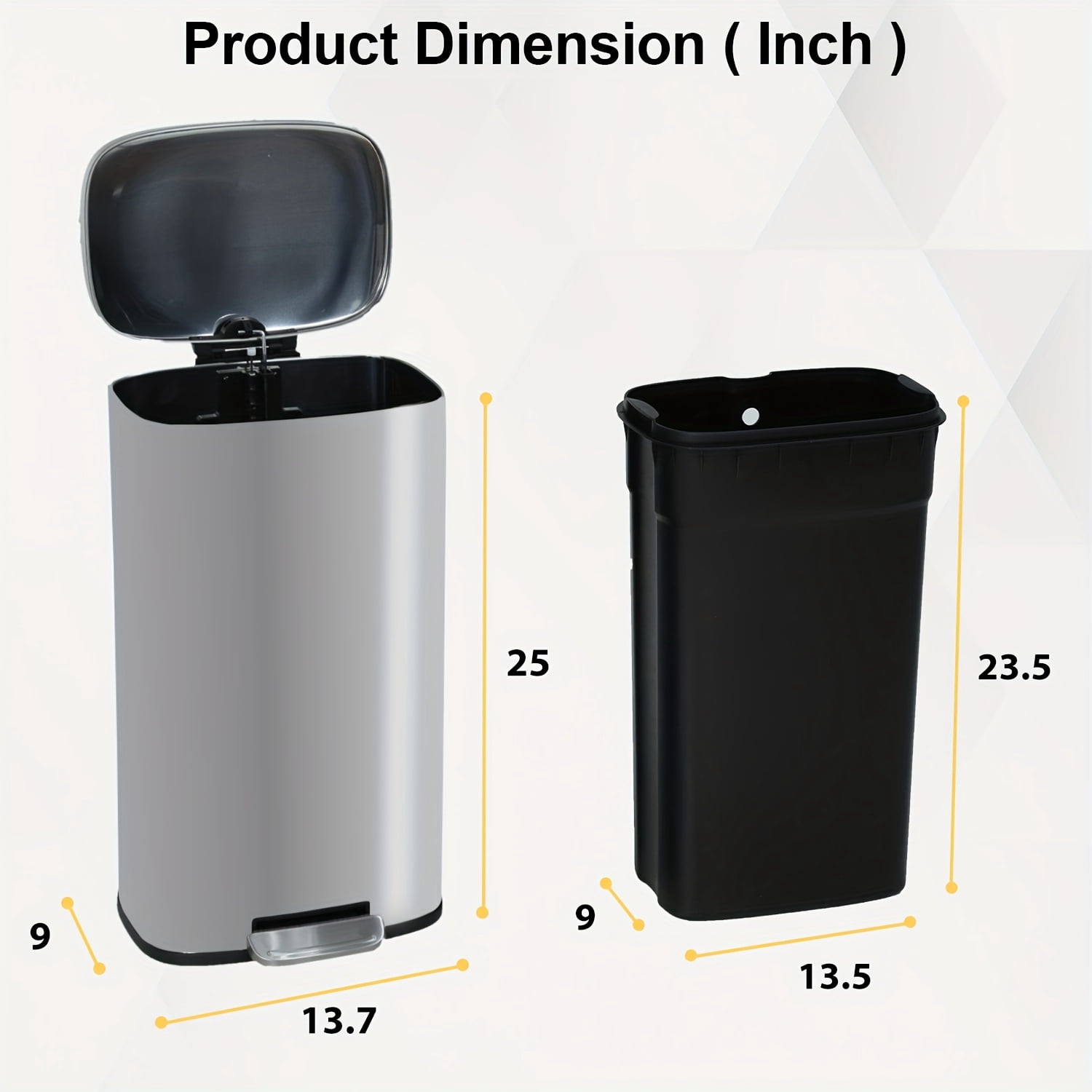 8 Gallon Trash Can Brushed Stainless Steel Kitchen Trash Can with Soft-Close Lid, Fingerprint-Resistant Kitchen Garbage Can with Foot Pedal and Inner Bucket, Recycling Or Waste Bin, Silver