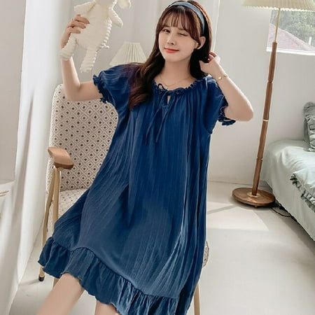 

PIKADINGNIS New Summer Cotton Womens Sleepwear Shirt Short Night Dress Women Sleepshirt Loose Ladies Nightgown Shirt Girl Outwear Nightdress