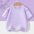 thumbnail image 5 of Girls Summer Short Sleeve Top With Floral Lace Trim Breathable Casual Solid Color Blouse For Toddler And Kids, Little Girls Peter Pan Collar Blouse Cotton Puff Short Sleeve Button Up, 5 of 8