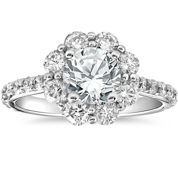 Edge Jewel 1 Ct Round Cut Lab Created Simulated Diamond Rings - Elegant Simple Wedding Band - 14K White Gold Over - Prong Setting - Perfect Engagement Ring for Women's - Gifts for Any Occasion