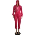 thumbnail image 3 of Innerwin Survêtements à Fermeture Éclair Ensemble de Jogging pour Femmes Course Taille Élastique Décontracté Deux Pièces 5*...*rose Rouge G, 3 of 6