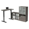 thumbnail image 5 of Bestar 160886-3817 i3 Plus Height Adjustable L-Desk with Frosted Glass Door Hutch, Northern Maple & White, 5 of 9