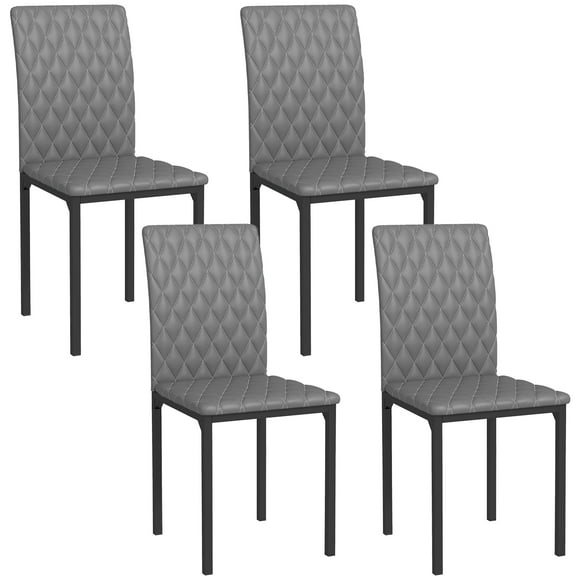 HOMCOM Dining Chairs Set of 4, Upholstered Faux Leather Accent Chairs