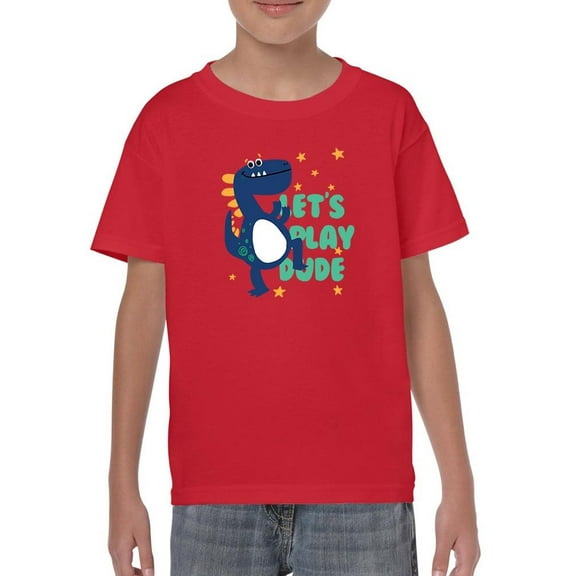 Cool Dino Lets Play Dude T-Shirt Juniors -Image by Shutterstock, x-Small