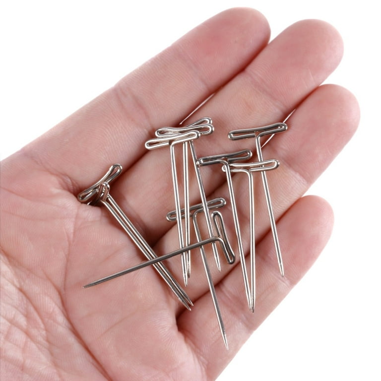 100Pcs 27/32/38/45/51/53mm stainless steel t-pins for wigs making/display  on foam head t-pins sewing hair needles styling tool