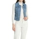 thumbnail image 1 of Chaleco sin mangas de mezclilla lavado para mujer Inspire Chic con botones y bolsillos azul claro 3XL, 1 of 6