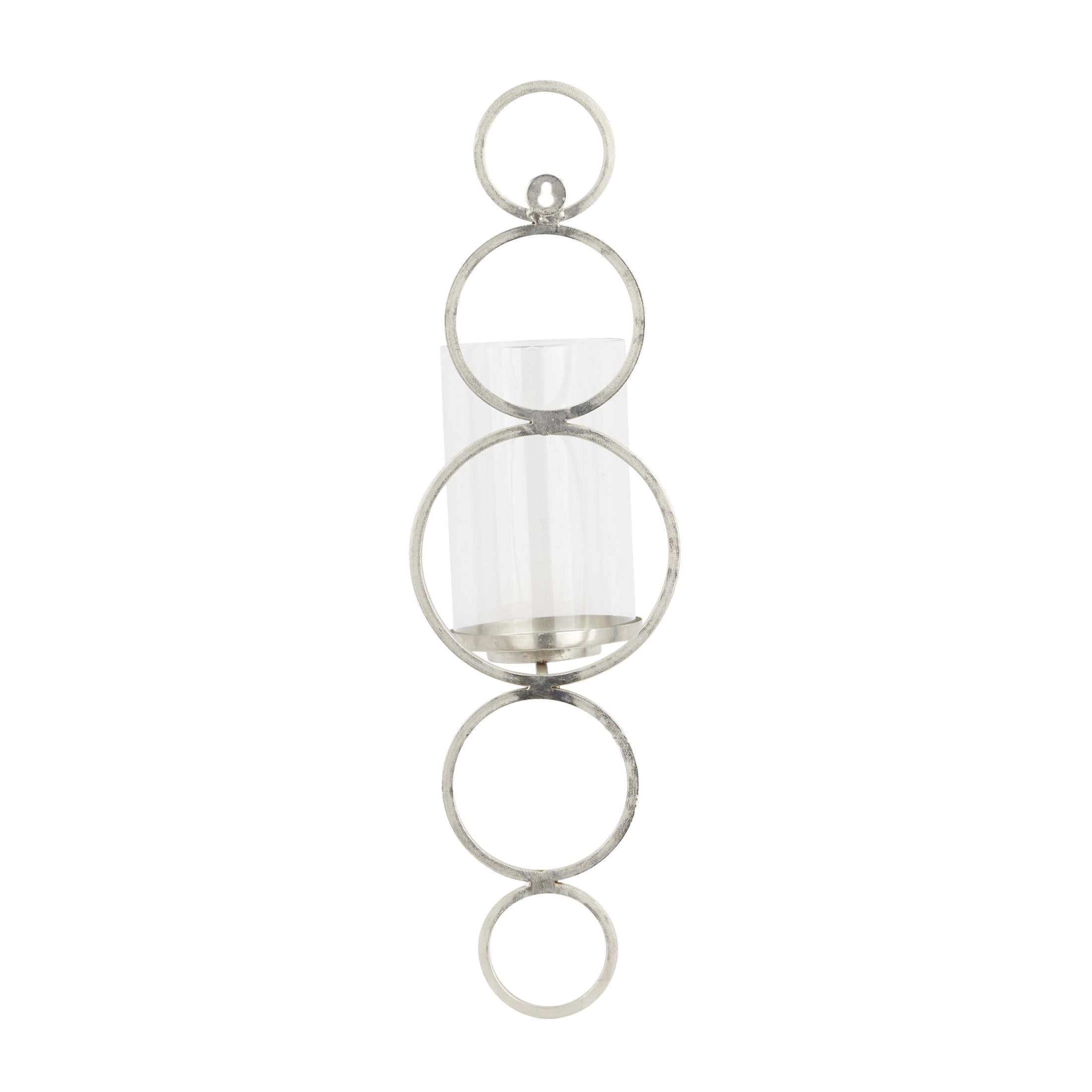 CosmoLiving by Cosmopolitan Silver Metal Wall Sconce with Glass Holder