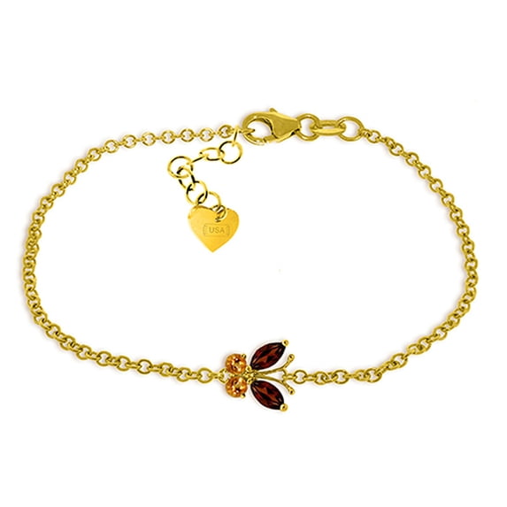 Galaxy Gold 0.6 CTW 14k Solid Gold Flutter Garnet Citrine Bracelet