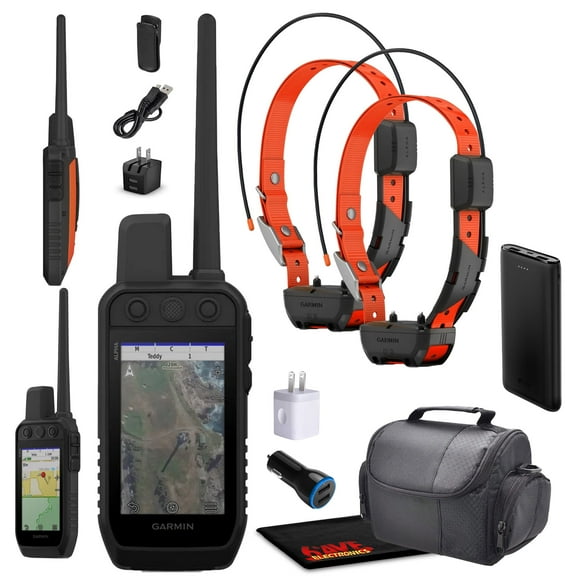 Garmin Alpha 300 Handheld Advanced Tracking and Training System For Hunting Dogs Bundle with 2x Garmin Dog Collars Alpha TT25 Tracking Collar For Dogs with GPS   Field Bag and More
