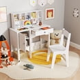thumbnail image 4 of Gymax Kids Study Desk & Chair Set Children Wooden Craft Table w/ Chair & Hutch White, 4 of 9
