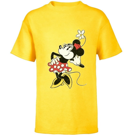 Disney Vintage Minnie Mouse Strikes a Pose - Short Sleeve T-Shirt for Kids - Customized-Yellow