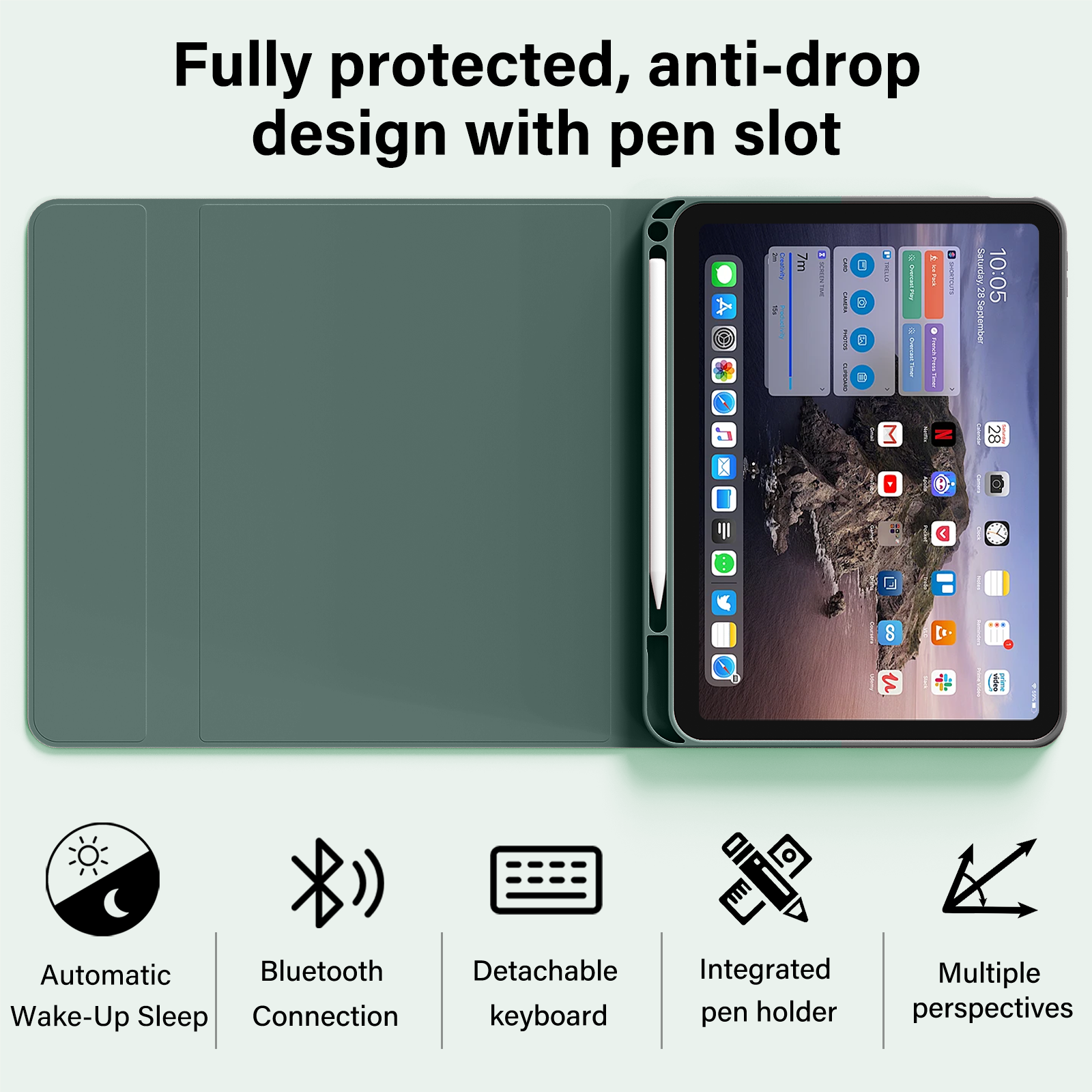 Kenke iPad A16/10th Gen Keyboard Case Dark Green photo 6