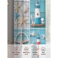 thumbnail image 6 of Sheer Curtains 63 Inches Long 2 Panels, Ocean Starfish Lighthouse Boat Rod Pocket Curtain Voile Draperies, Retro Blue Wood Board Light Filtering Window Treatment for Living Room Kitchen Bedroom, 6 of 8