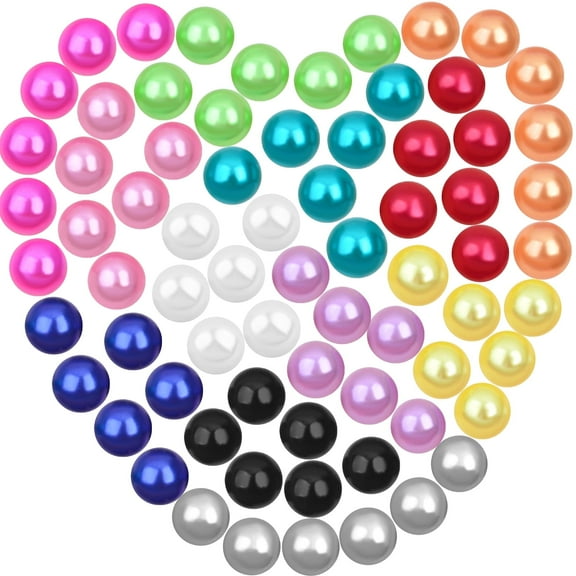 36 Pairs 10mm Colorful Faux Pearls Stud Earrings Cute Imitation Pearl Resin Small Ball Post Studs with Clear Earring Safety Backs Jewelry Set for Women Wedding Party Gifts