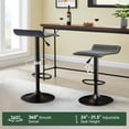 thumbnail image 4 of Adjustable Backless PU Leather Bar Stools Set of 2, 360° Swivel Counter Height Bar Stools with Footrest, Modern Armless Kitchen Island Chairs (Gray, Black Base), 4 of 9