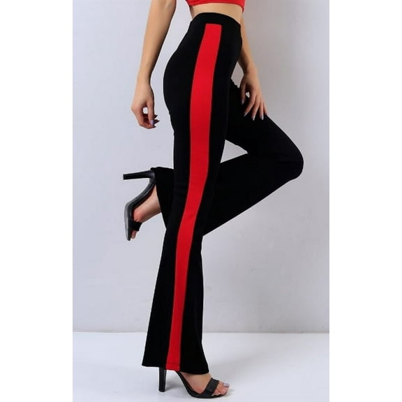 COAL BLACK STRIPED FLARE LEG TIGHTS-XXL