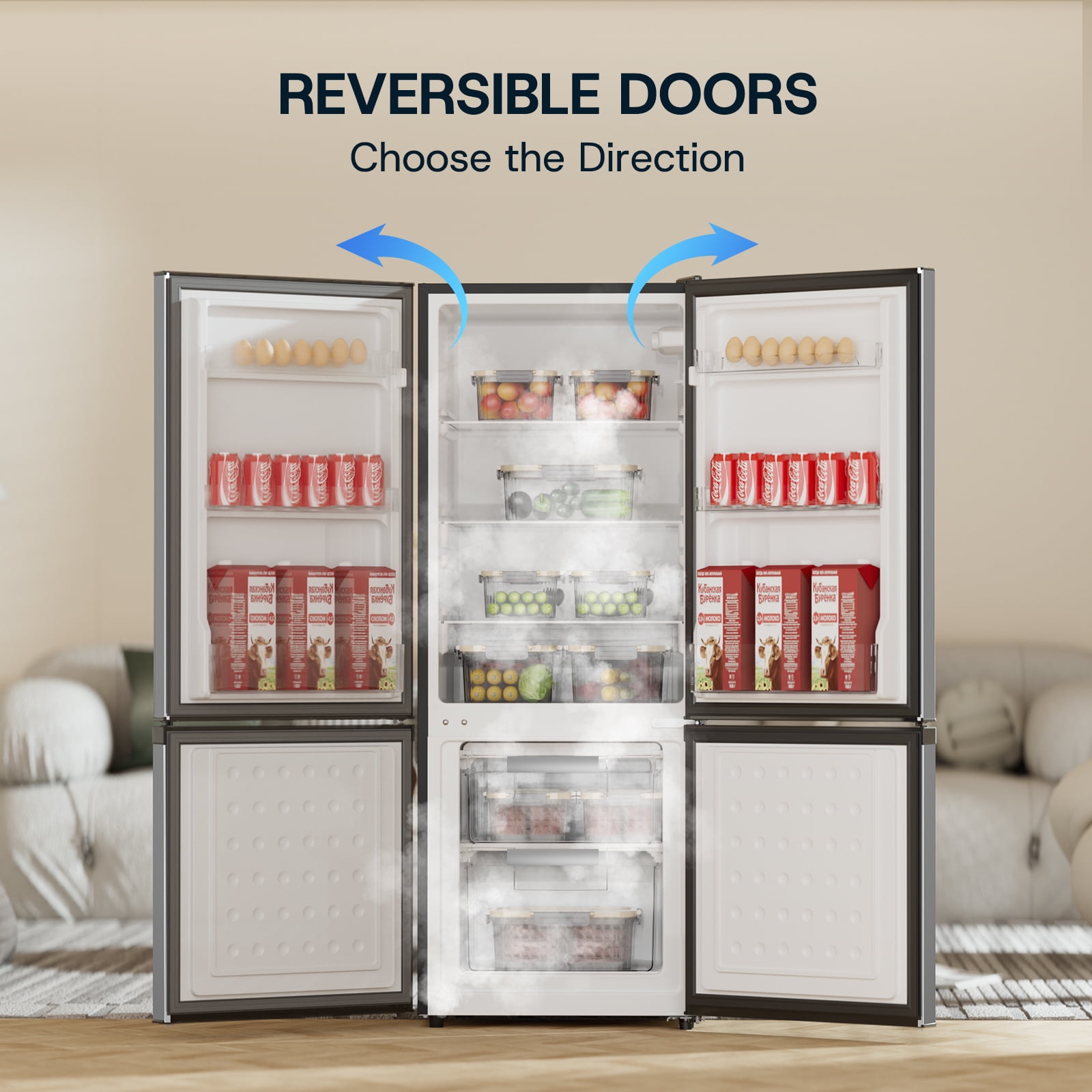 Upstreman 7.1 Cu.ft Bottom Freezer Refrigerator, 2 Door Kitchen Fridge Large Apartment Refrigerator Garage Ready Refrigerator, Silver BM71