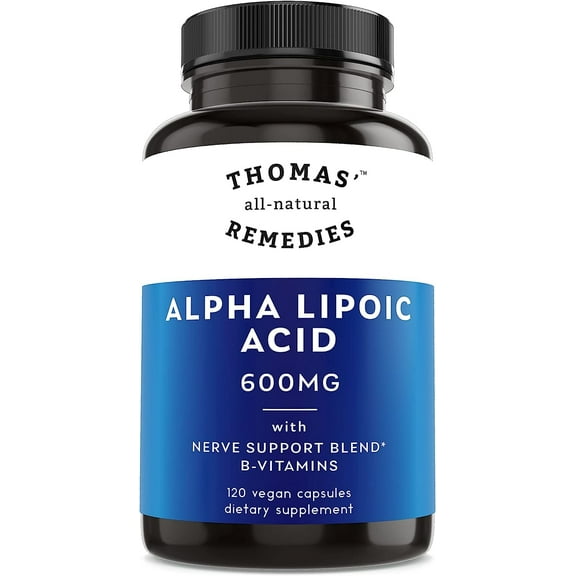 Thomas' All-Natural Remedies Alpha Lipoic Acid 120 Capsules with B-Vitamins, Turmeric, Ginger