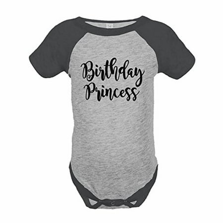 

7 ate 9 Apparel Girl s Princess Birthday Grey Raglan Onepiece