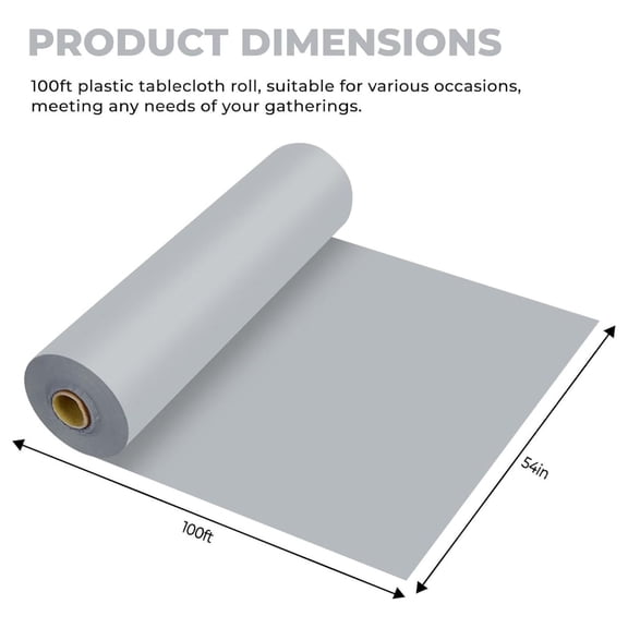 Plastic Table Cover Roll Premium Disposable Plastic Tablecloth for All Type/Shape Tables