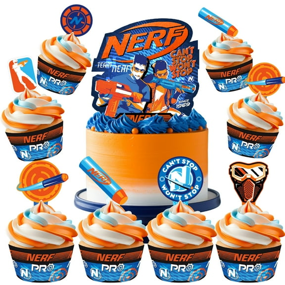 Nerf Cake Topper & Nerf Cupcake Toppers Kit