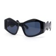 thumbnail image 2 of Womens Mod Angular Brow Cat Eye Thick Wavy Arm Plastic Sunglasses All Black, 2 of 4
