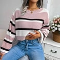 thumbnail image 6 of AGWOLF Womens Cropped Striped Sweater Cozy Crewneck Knit Pullover Casual Color Block Long Sleeve Jumper Tops, 6 of 8
