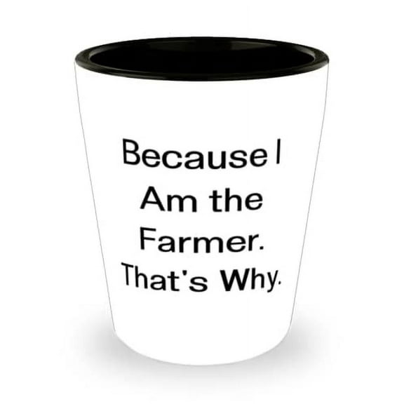 Cute Farmer Shot Glass, Because I Am the Farmer. That's Why, Gifts For Men Women, Present From Team Leader, Ceramic Cup For Farmer
