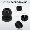 thumbnail image 3 of 5Pack G 1/2" Nylon Cable Glands, Waterproof Adjustable Wire Grommet, Black, 3 of 6