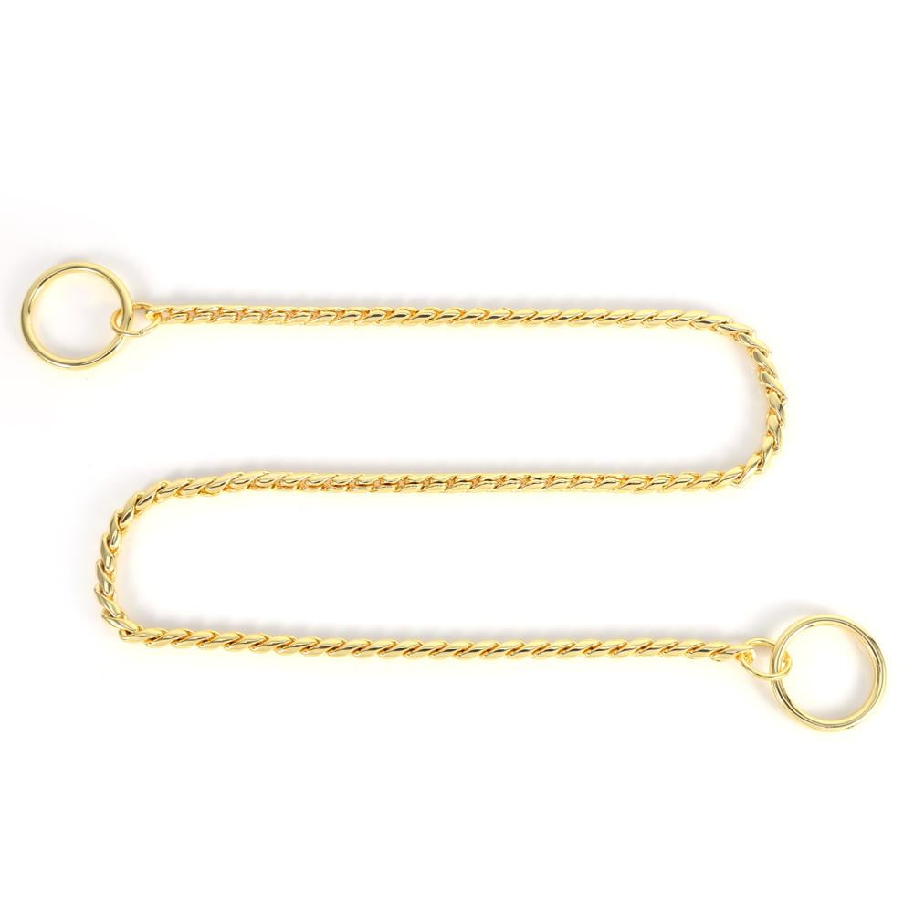 Tebru Dog Choke Chain,Dog Choke Collar,3 Sizes New Gold/Black Metal