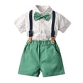 thumbnail image 2 of Fesfesfes Toddler Baby Boys Gentleman Bow Tie Floral T-Shirt Tops+Suspender Shorts Outfits, 2 of 9