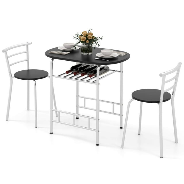 Costway 3 Piece Dining Set Table 2 Chairs Bistro Pub Home Kitchen Breakfast Furniture