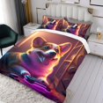 thumbnail image 3 of Corgi Conjunto de sábanas temático, trío de piezas, cómodo y amigable con la piel, diseño único, regalo de decoración para el hogar para familiares, amigos y fans, 90 cm * 190 cm, 3 of 6