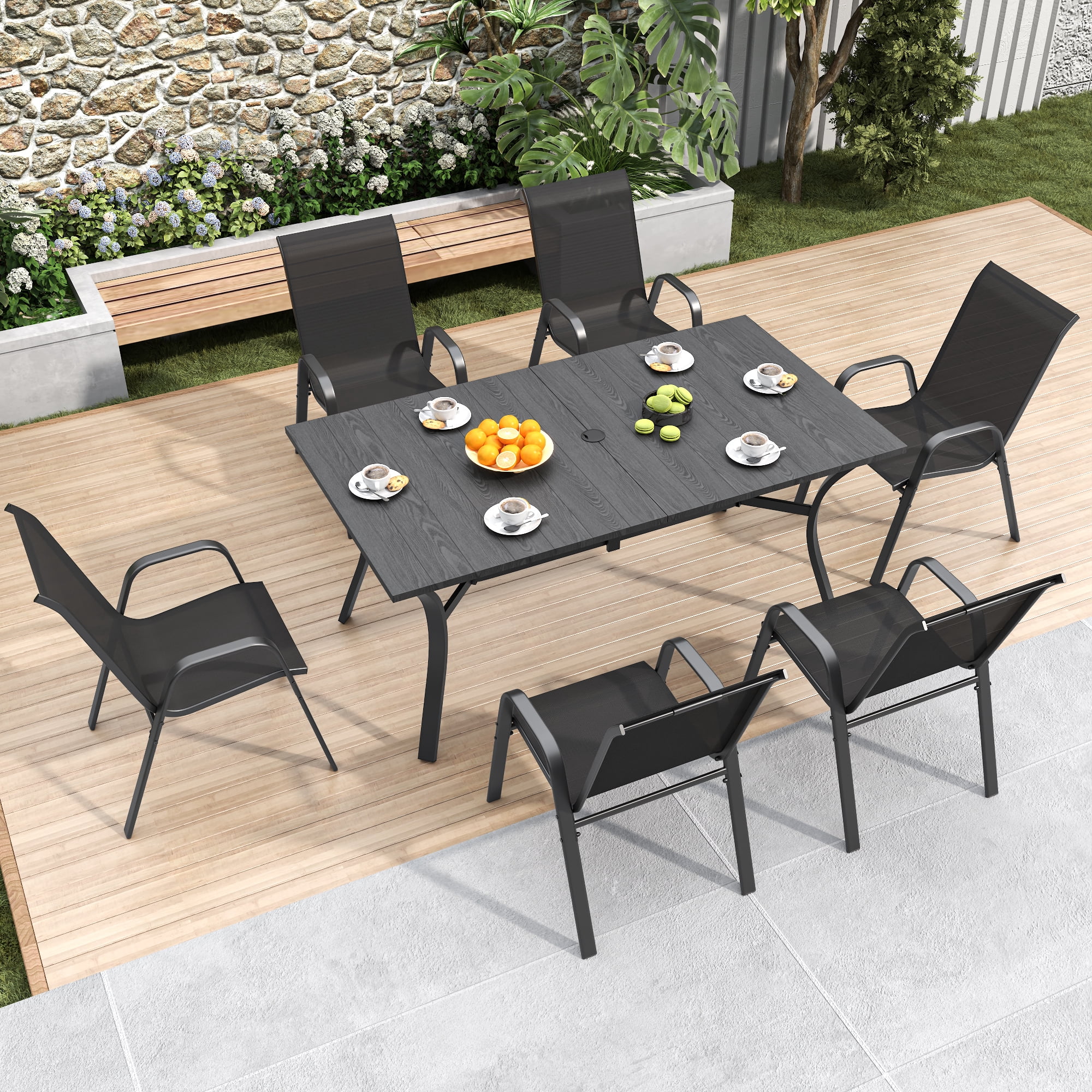 Leumius Patio Dining Chairs Set of 6, Textilene Outdoor Dining Chairs,Stackable & Heavy Duty for Patio, Garden, Banquet Hall