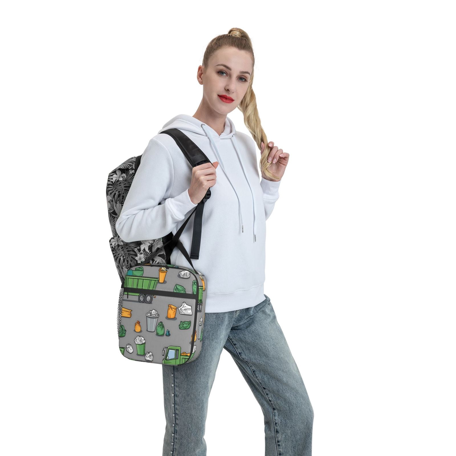 Lunch Bag For Women Men Insulated Portable Lunch Box Bento Box Office Picnic Travel Cooler Bag Garbage Truck